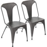 Austin Dining Chair in Matte Grey Metal (Set of 2)